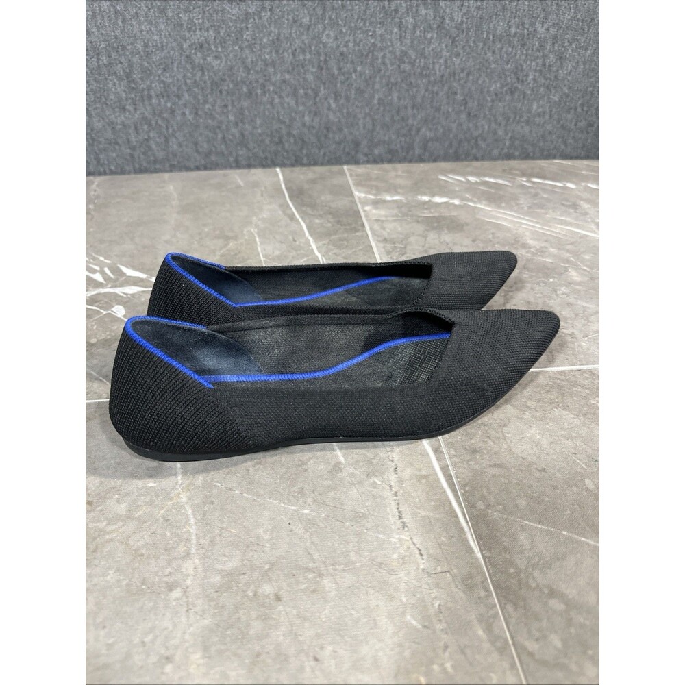 Rothy’s The Point Women’s Size 10 Black Blue Trim Flats Slip On Points Shoes B40